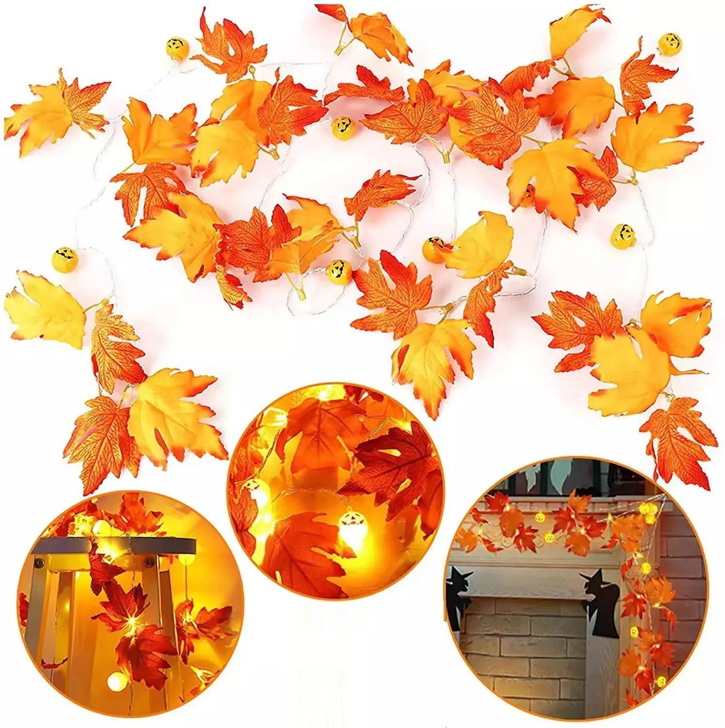 Halloween Party Pumpkin Maple Leaf String Light Halloween