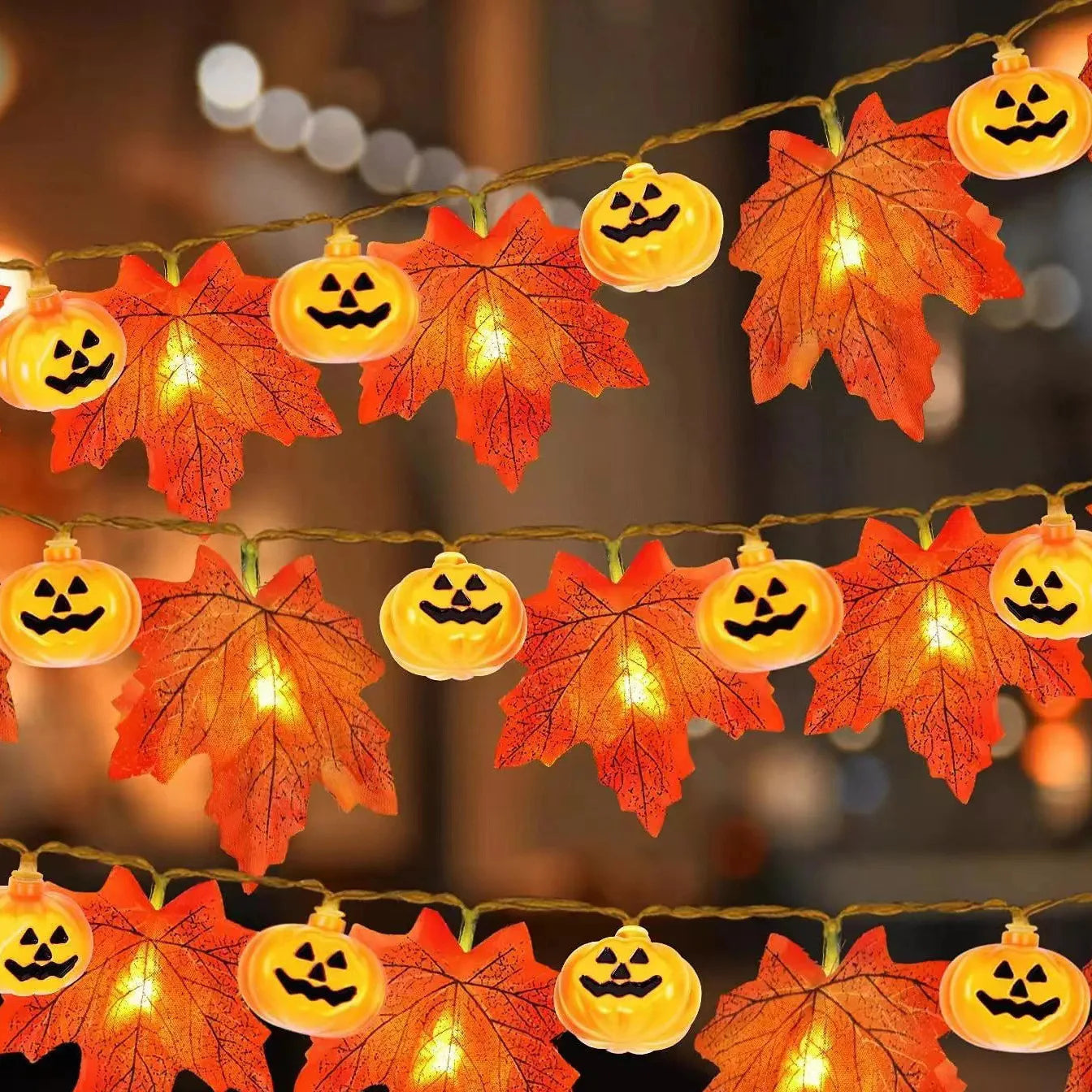 Halloween Party Pumpkin Maple Leaf String Light Halloween