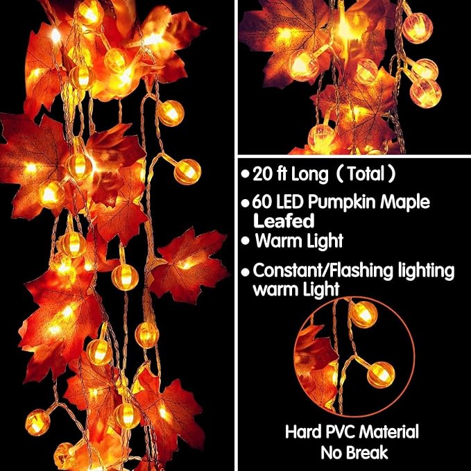 Halloween Party Pumpkin Maple Leaf String Light Halloween