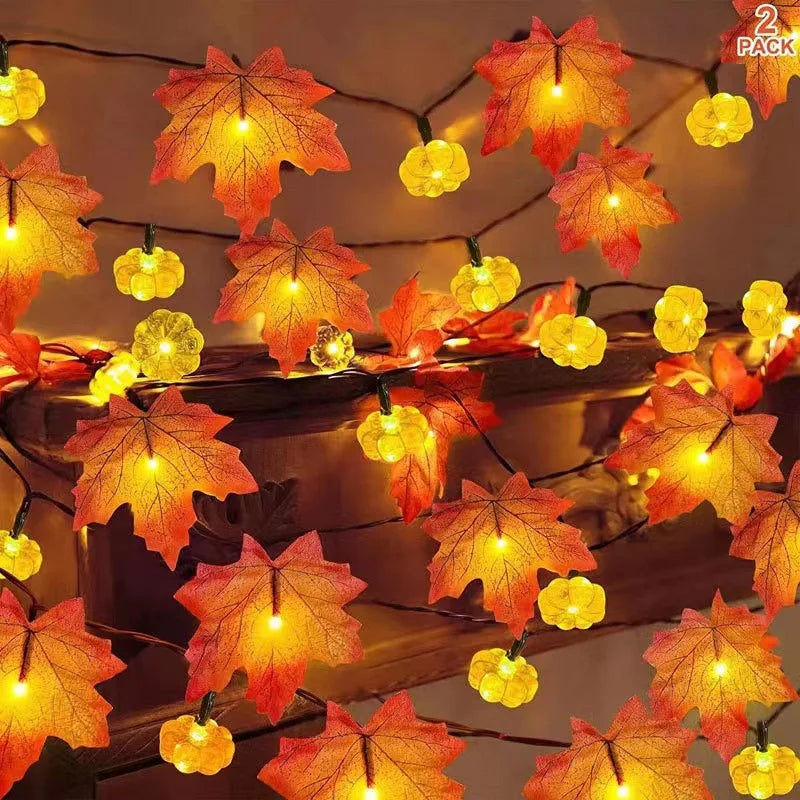 Halloween Party Pumpkin Maple Leaf String Light Halloween