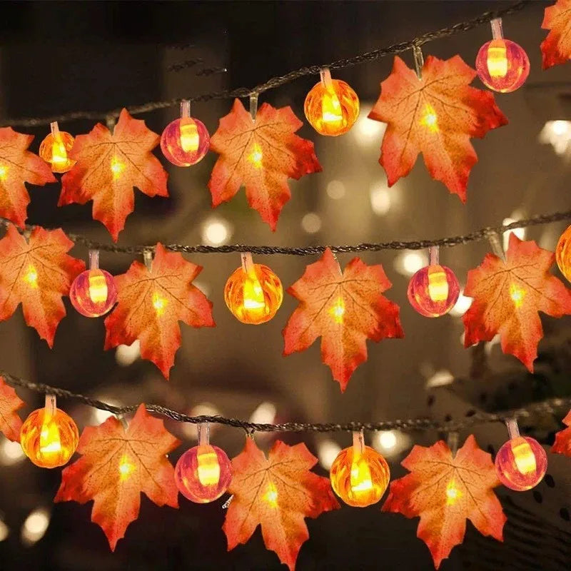 Halloween Party Pumpkin Maple Leaf String Light Halloween