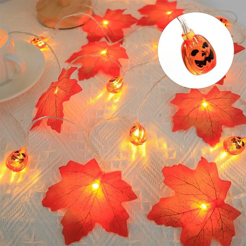 Halloween Party Pumpkin Maple Leaf String Light Halloween